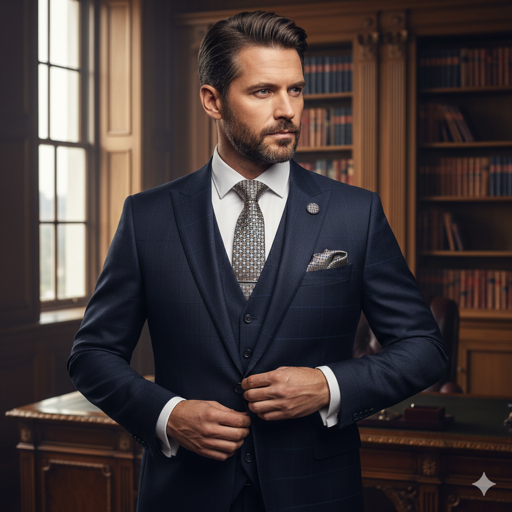 Coffret Cravate Jacquard Beige & Bleu