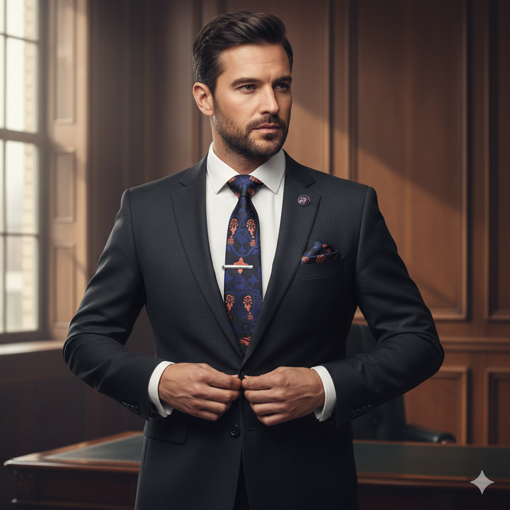 Coffret Cravate Jacquard Bleu & Rouge