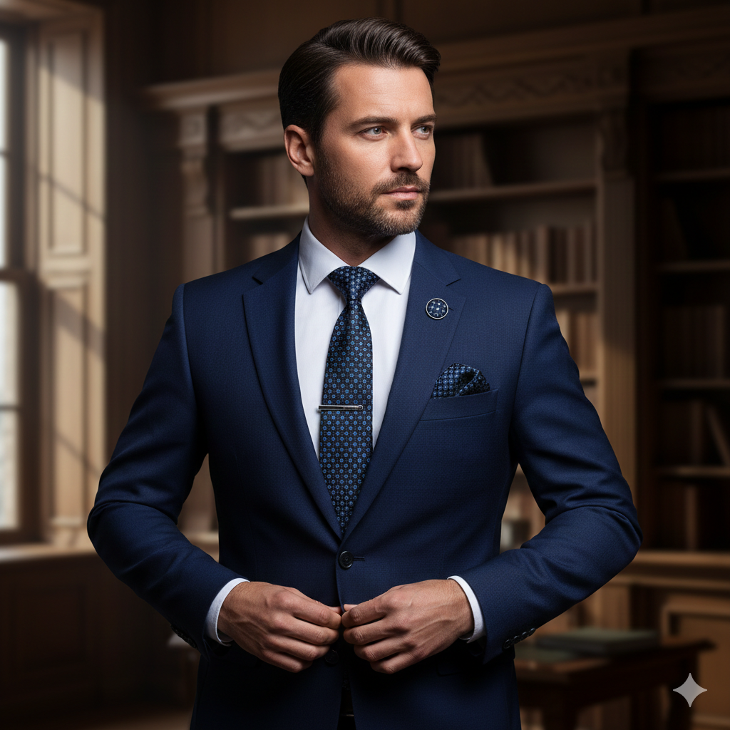 Coffret Cravate Noir et Bleu à Pois