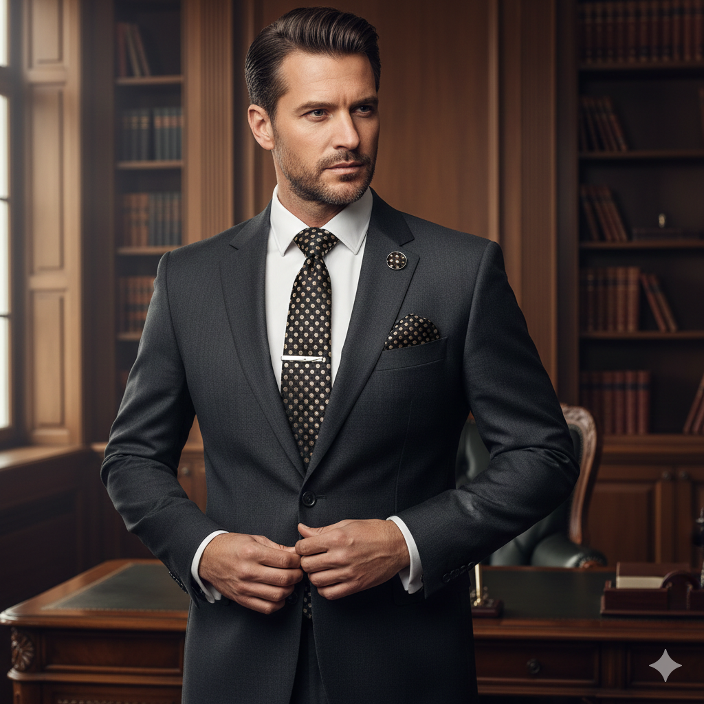 Coffret Cravate Noir à Pois Dorés