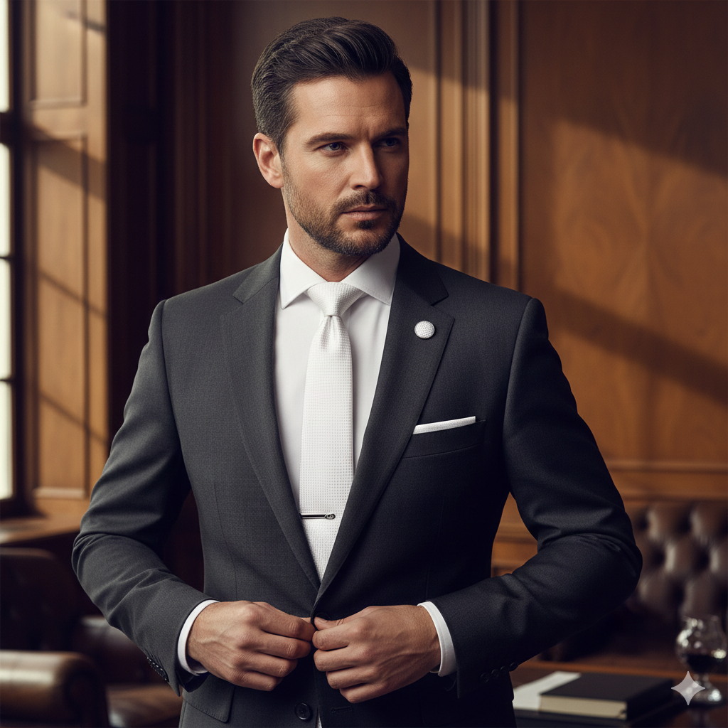 Coffret Cravate Blanc Perle Texturé