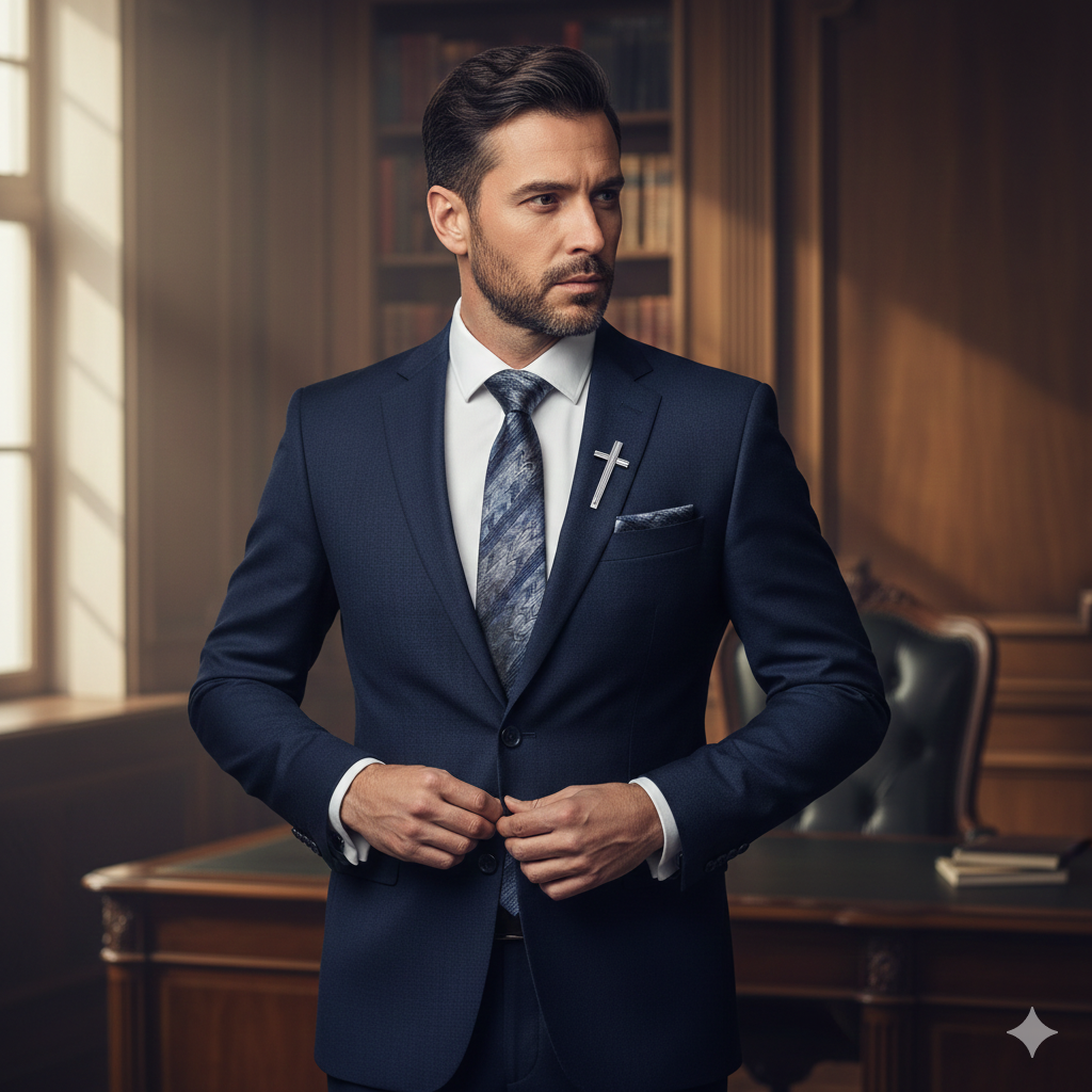 Coffret Cravate Bleu Dégradé Motif Chevron