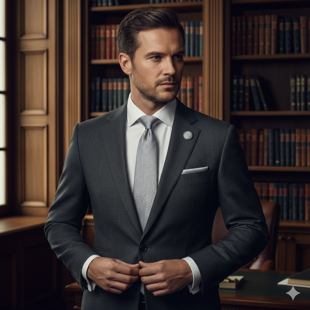 Coffret Cravate Gris Argent Texturé