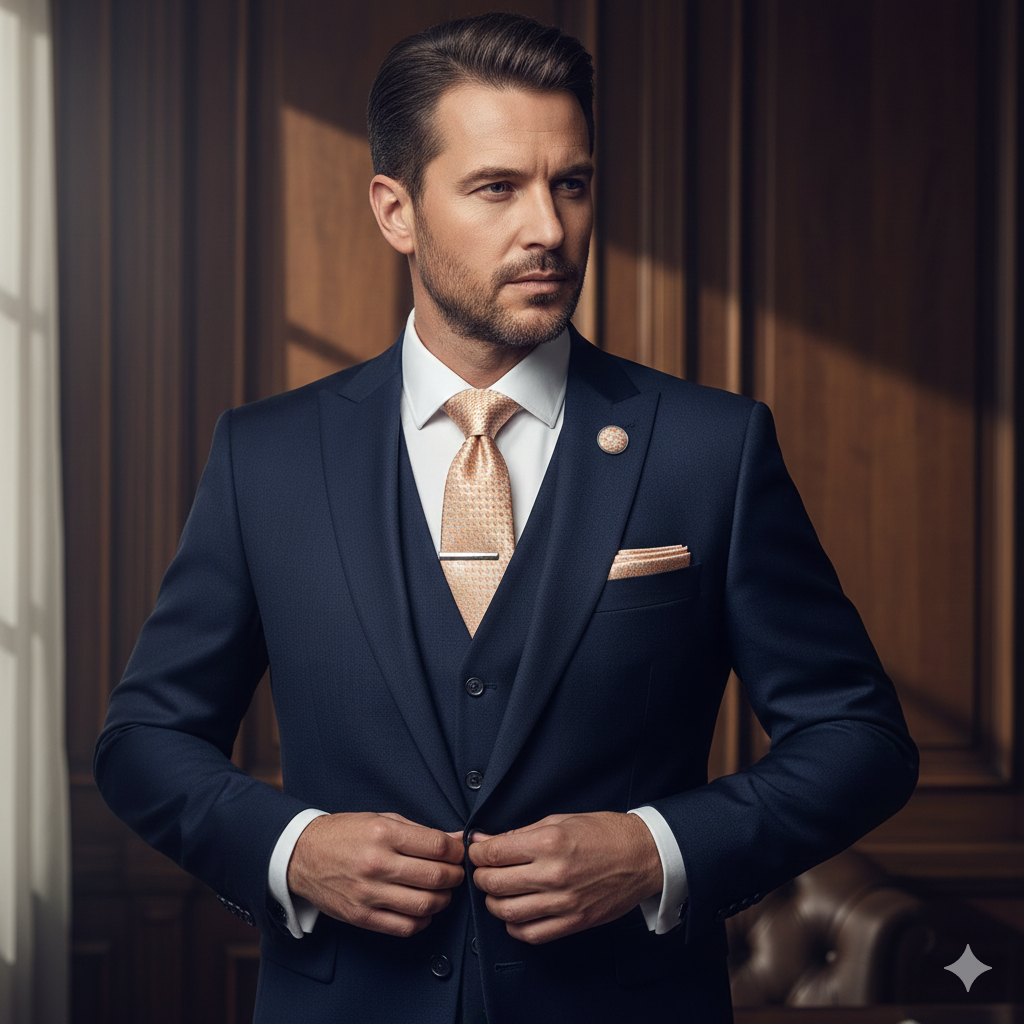 Coffret Cravate Beige Doré à Motifs