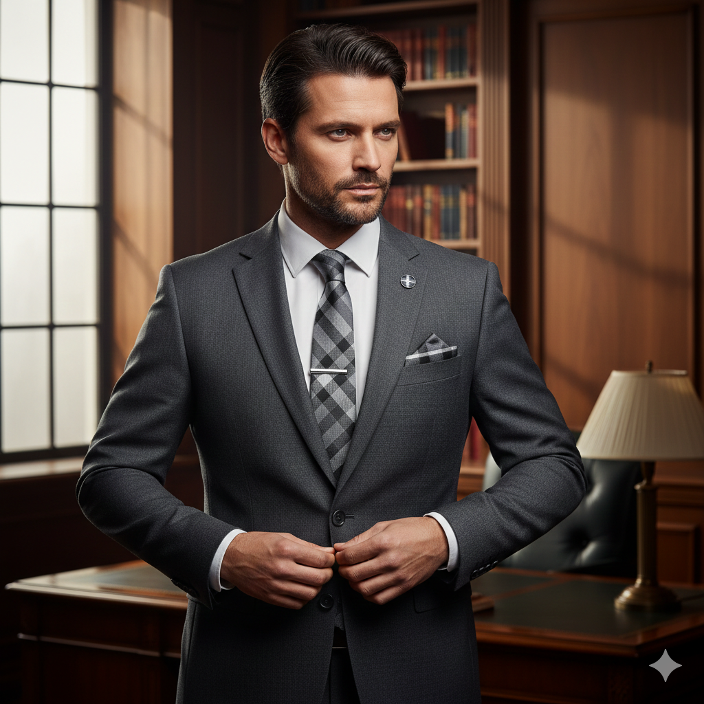 Coffret Cravate Noir & Gris à Carreaux