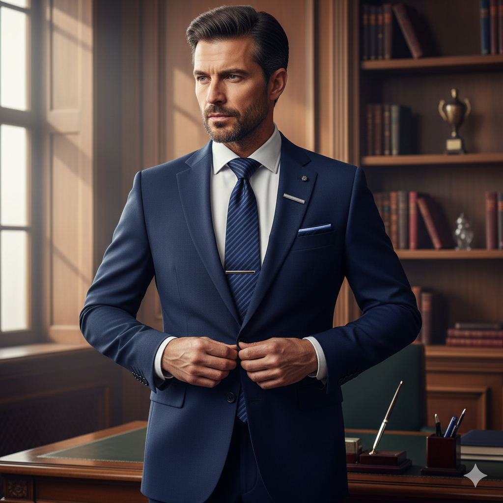 Coffret Cravate Bleu Nuit Rayures Texturées