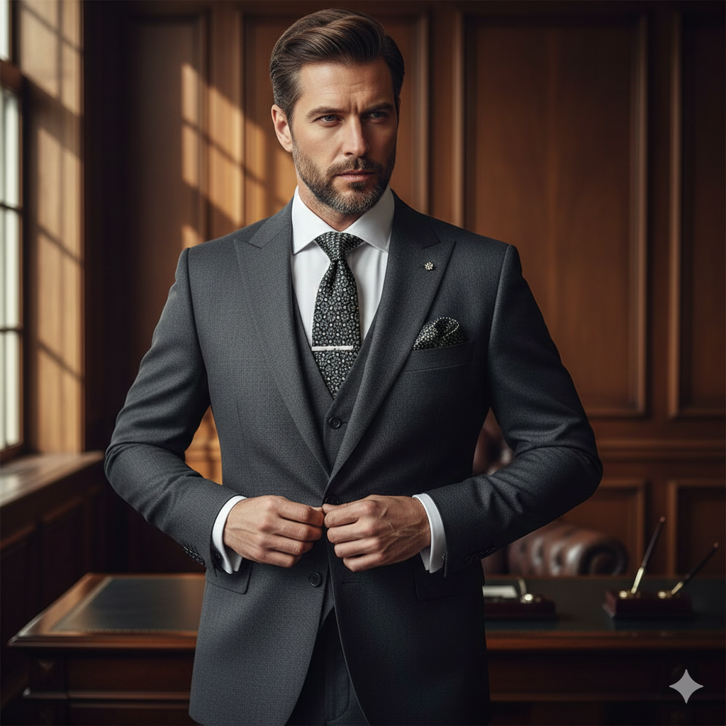 Coffret Cravate Noire Motif Géométrique