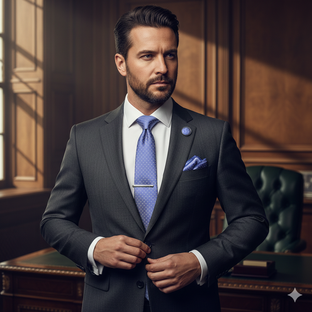 Coffret Cravate Bleu Clair à Pois