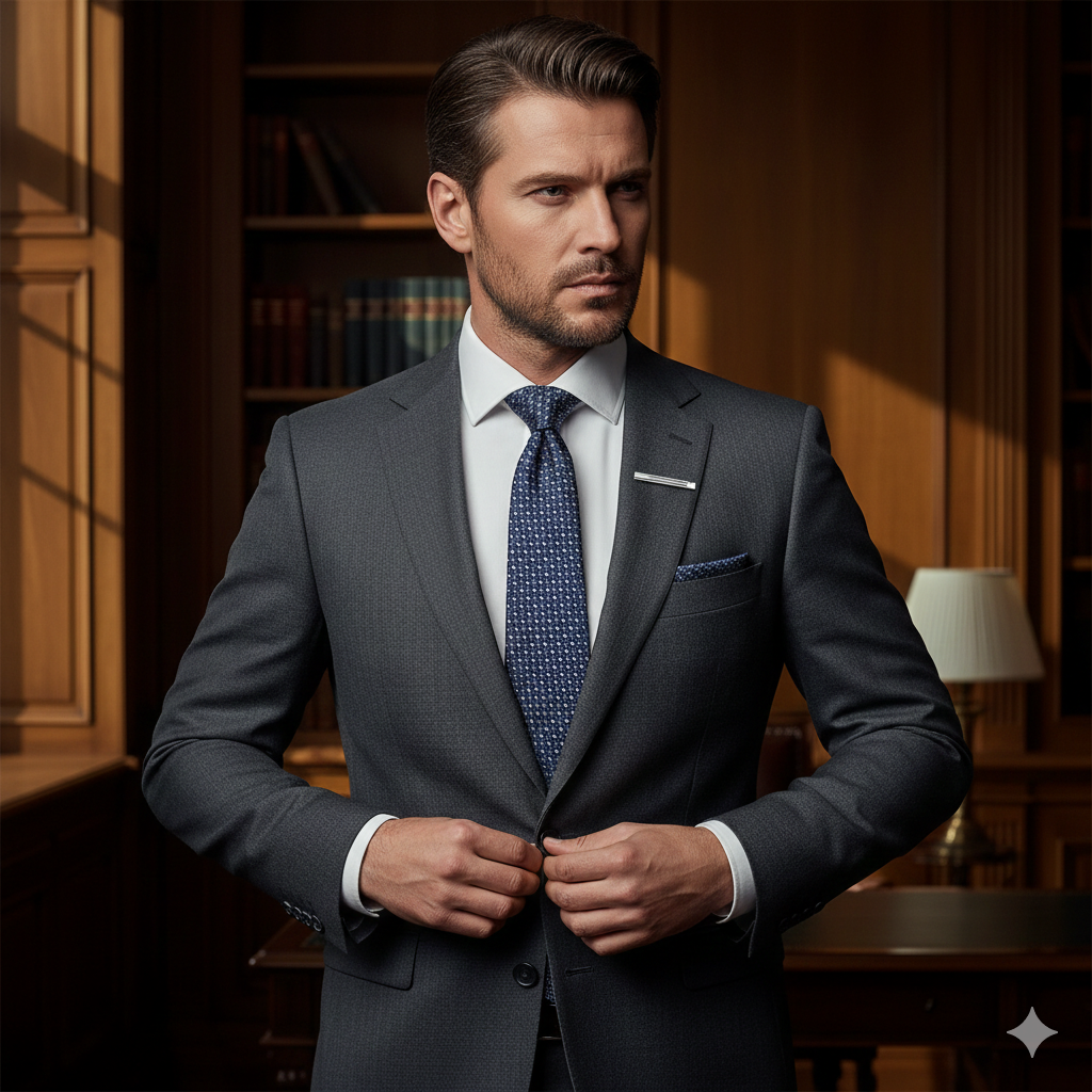 Coffret Cravate Bleu Marine Motif Géométrique