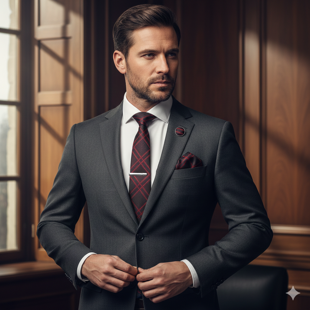 Coffret Cravate Rouge à Carreaux