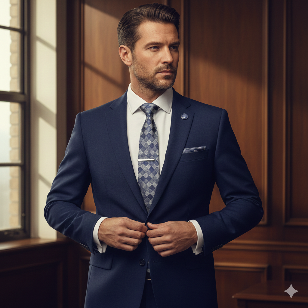 Coffret Cravate Bleu à Carreaux