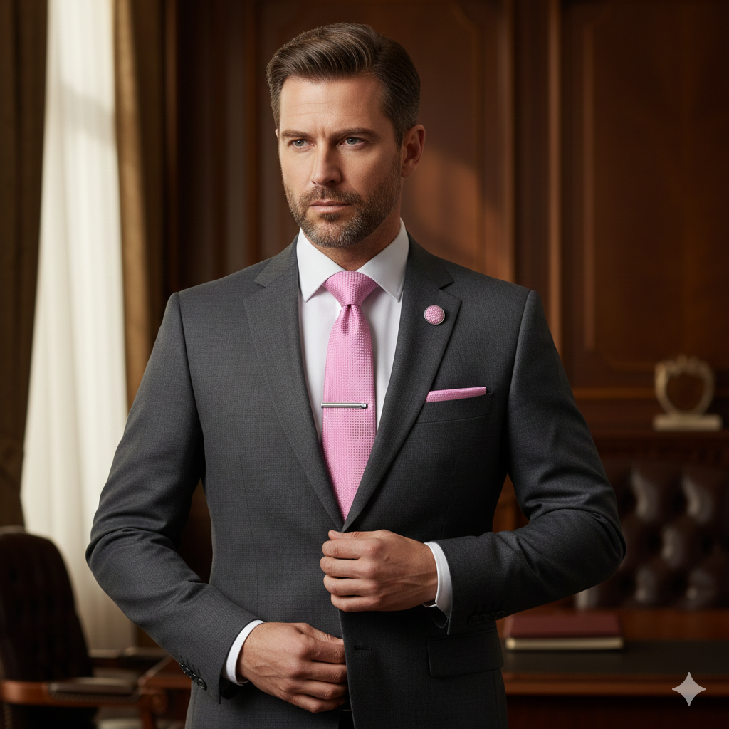 Coffret Cravate Rose Texturée