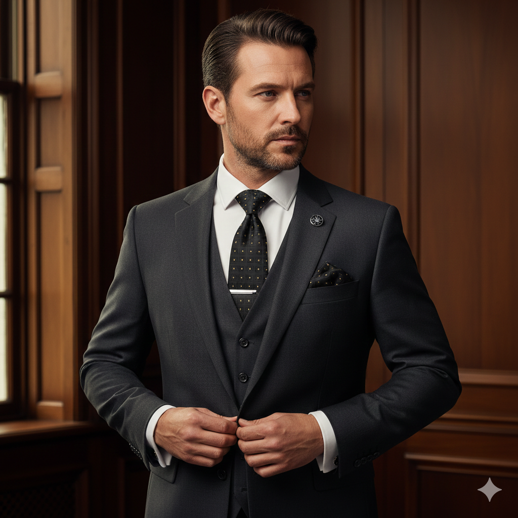 Coffret Cravate Noir Motif Doré