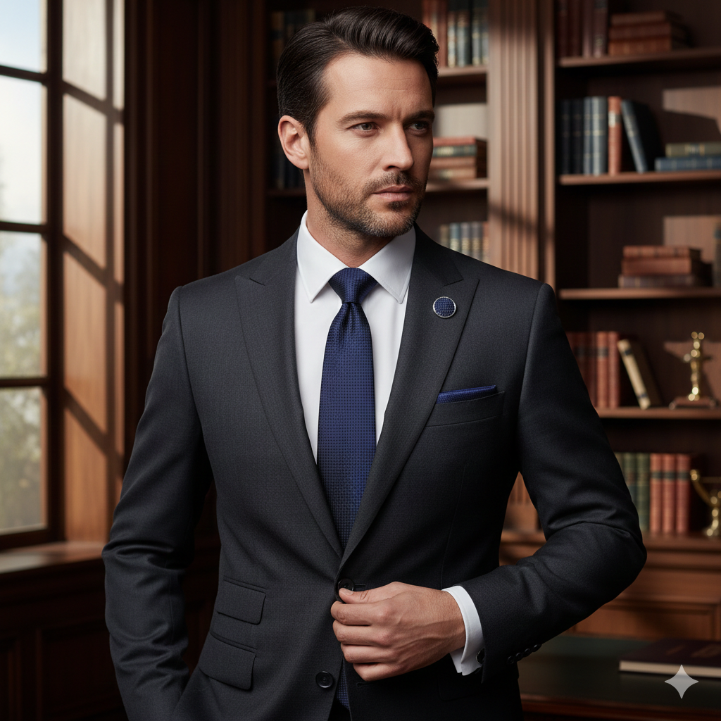 Coffret Cravate Bleu Nuit Texturée