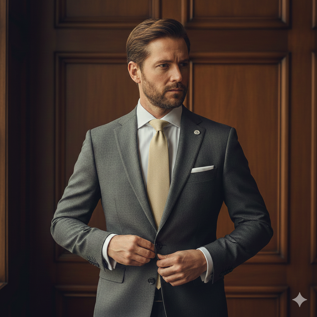 Cravate Laine & Coton Beige Sable - Texture Jacquard