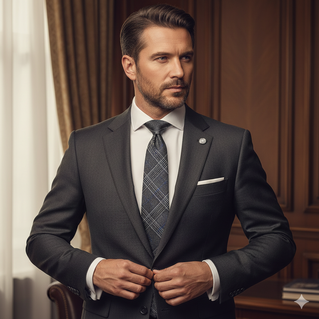 Cravate Tartan Noir & Gris – Coton & Lin