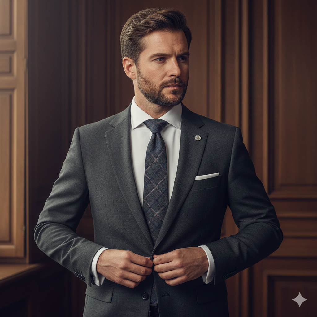 Cravate Gris Anthracit Carreaux