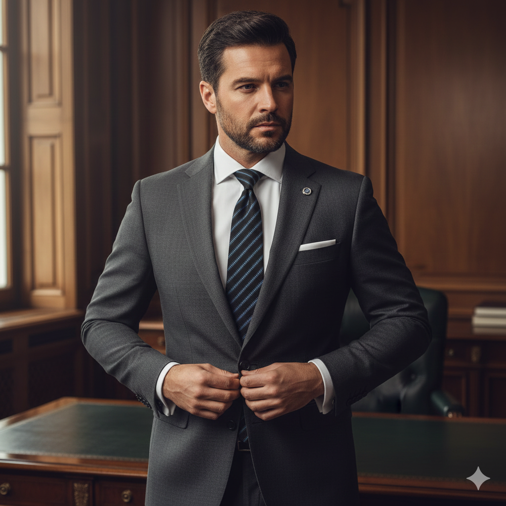 Cravate Noire à Rayures Bleues – Laine & Coton