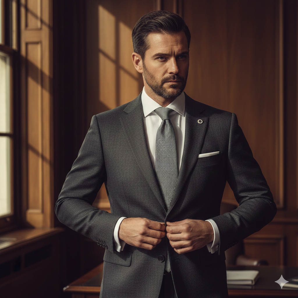 Cravate Laine & Coton Gris Anthracite – Texture Jacquard