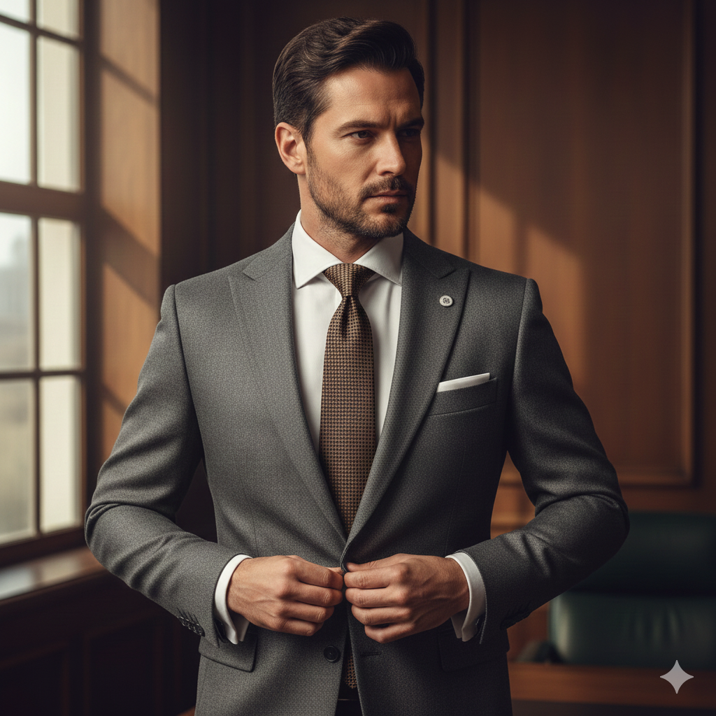 Cravate Laine & Coton Marron – Texture Jacquard