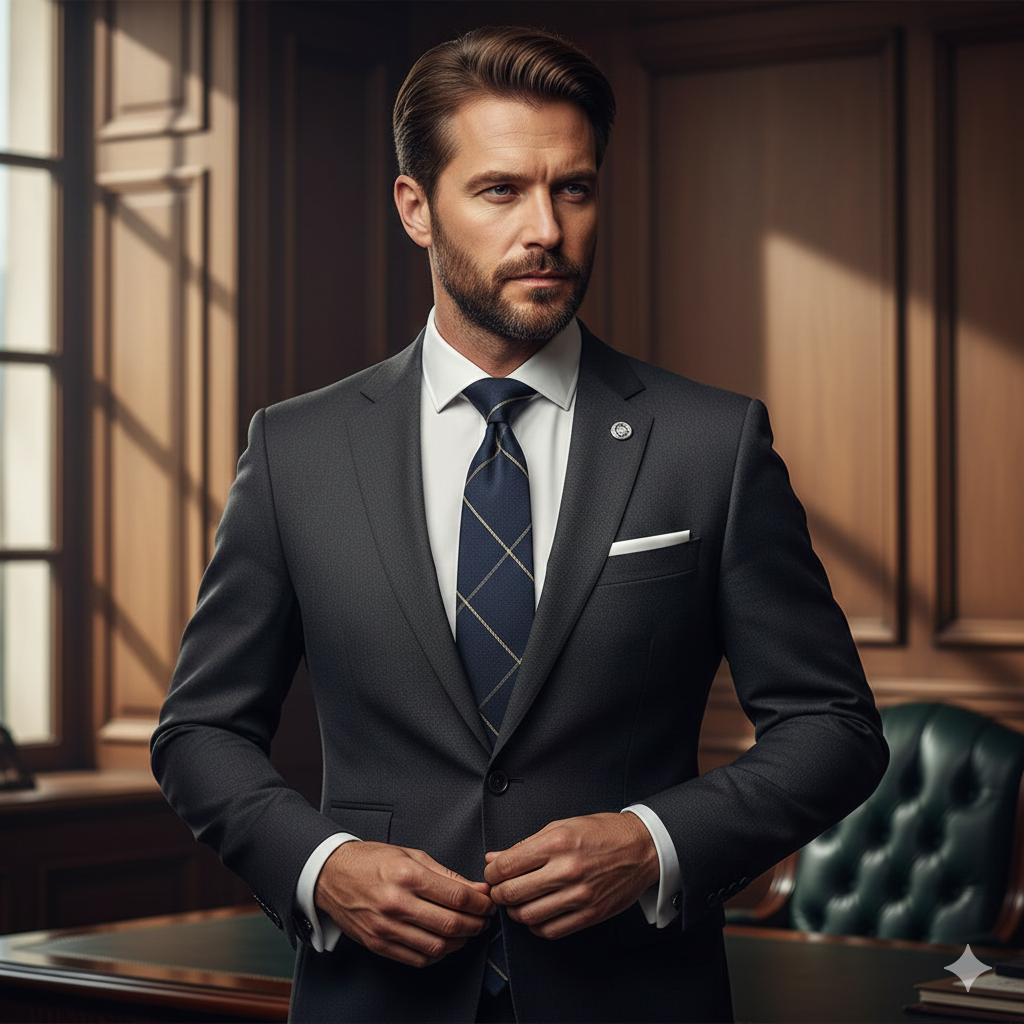 Cravate Carreaux Bleu Marine - Coton & Lin