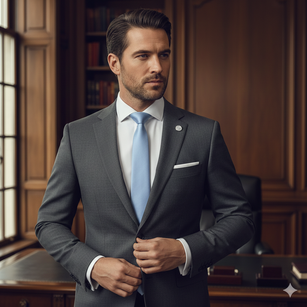 Cravate Zippée Slim Unie Bleu Clair