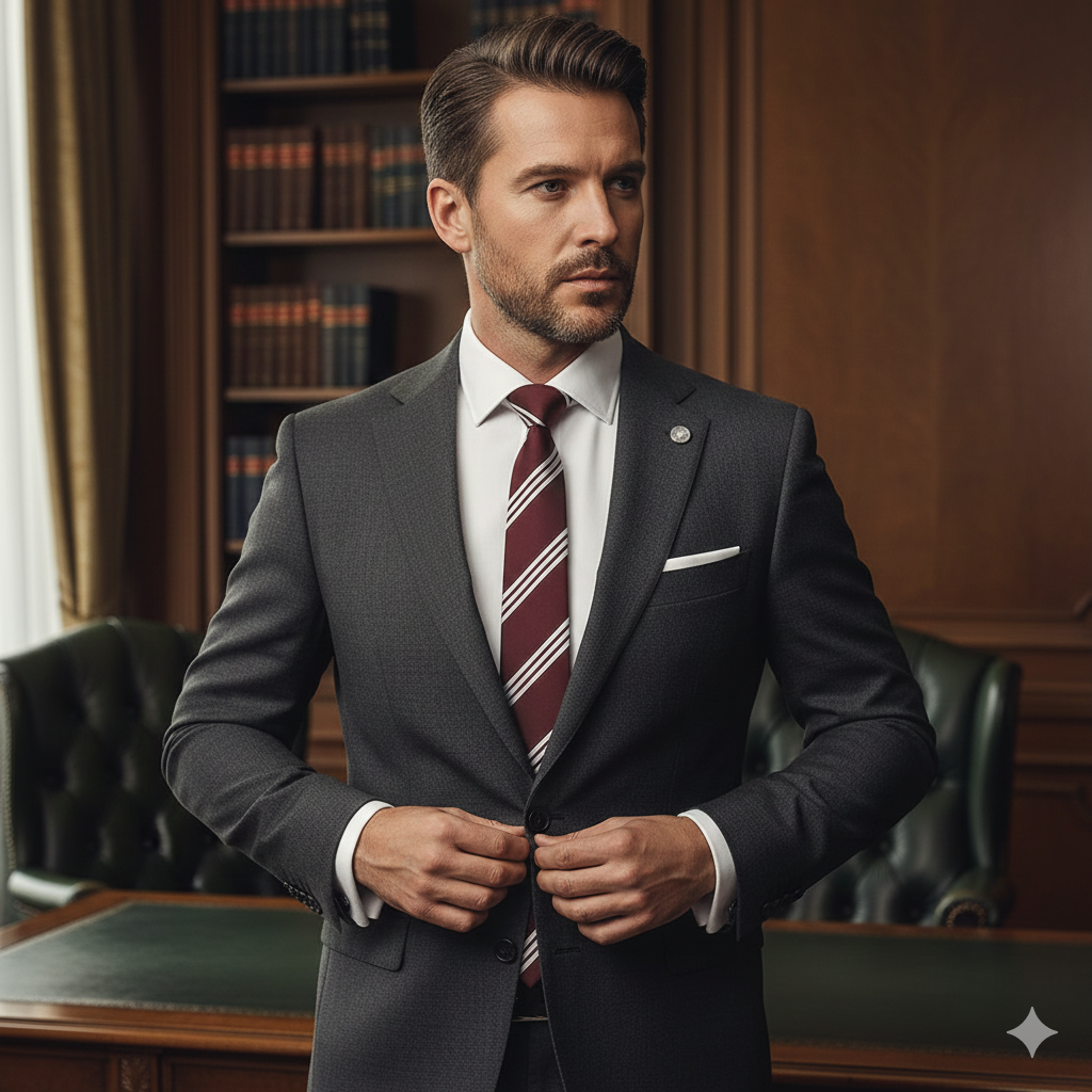 Cravate Slim Bordeaux à Rayures Blanches