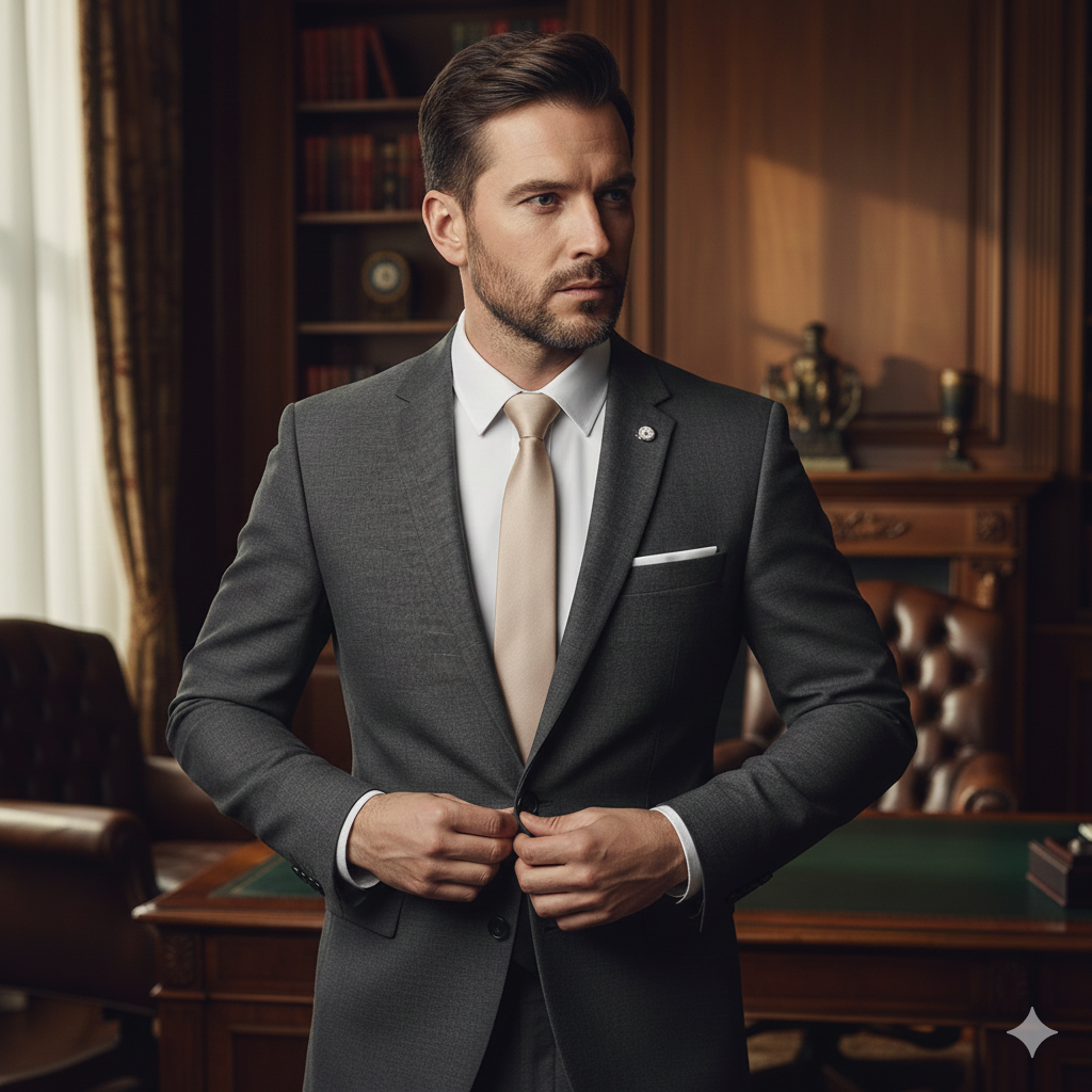 Cravate Slim Beige Champagne