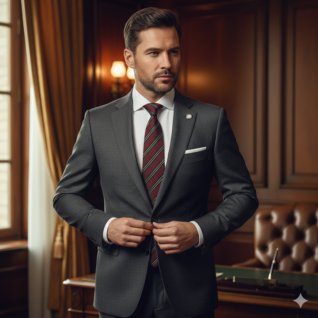 Cravate Slim Bordeaux Rayée Noir & Beige