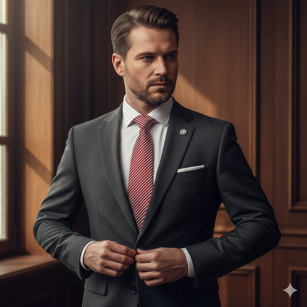 Cravate Rayée Blanche & Rouge