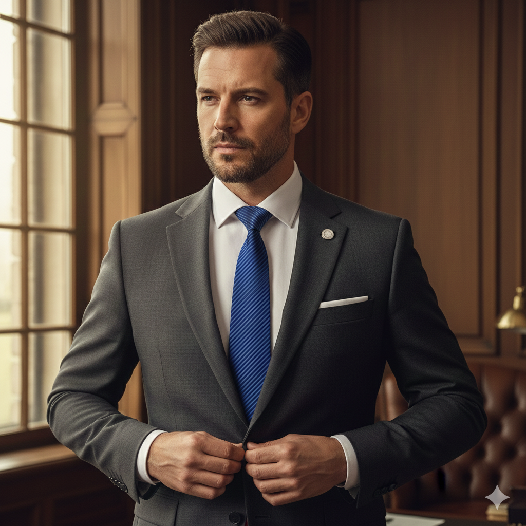 Cravate Rayée Bleu Électrique