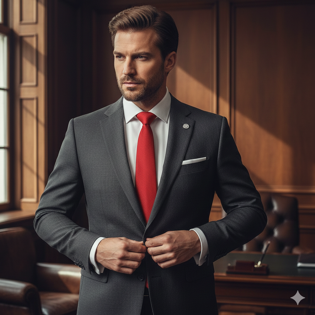 Cravate Slim Rouge Texturée