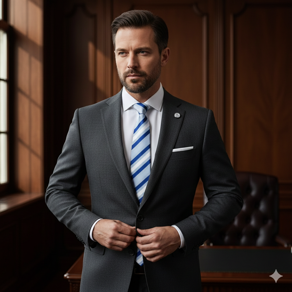 Cravate à Rayures Bleu & Blanche