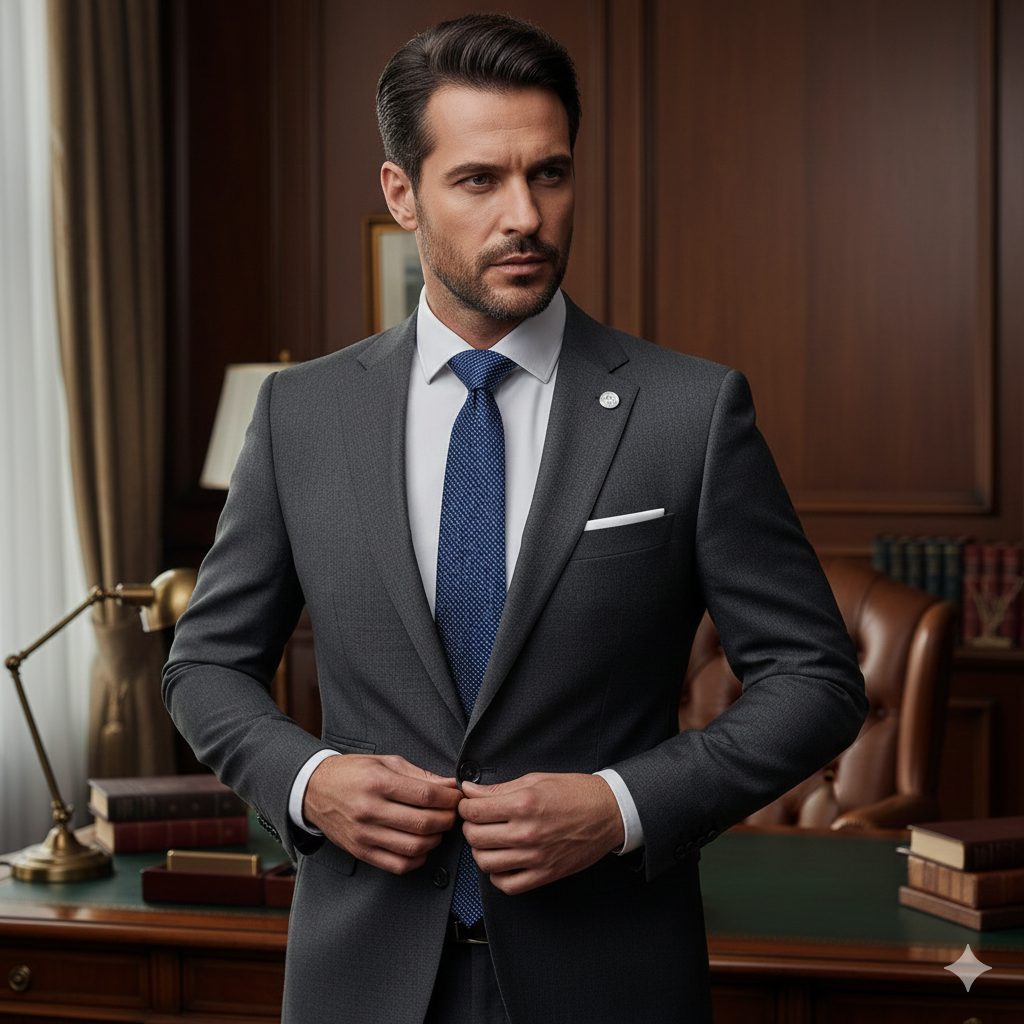 Cravate Slim Bleu Marine à Pois