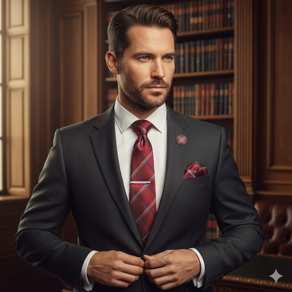 Coffret Cravate Rayée Bordeaux