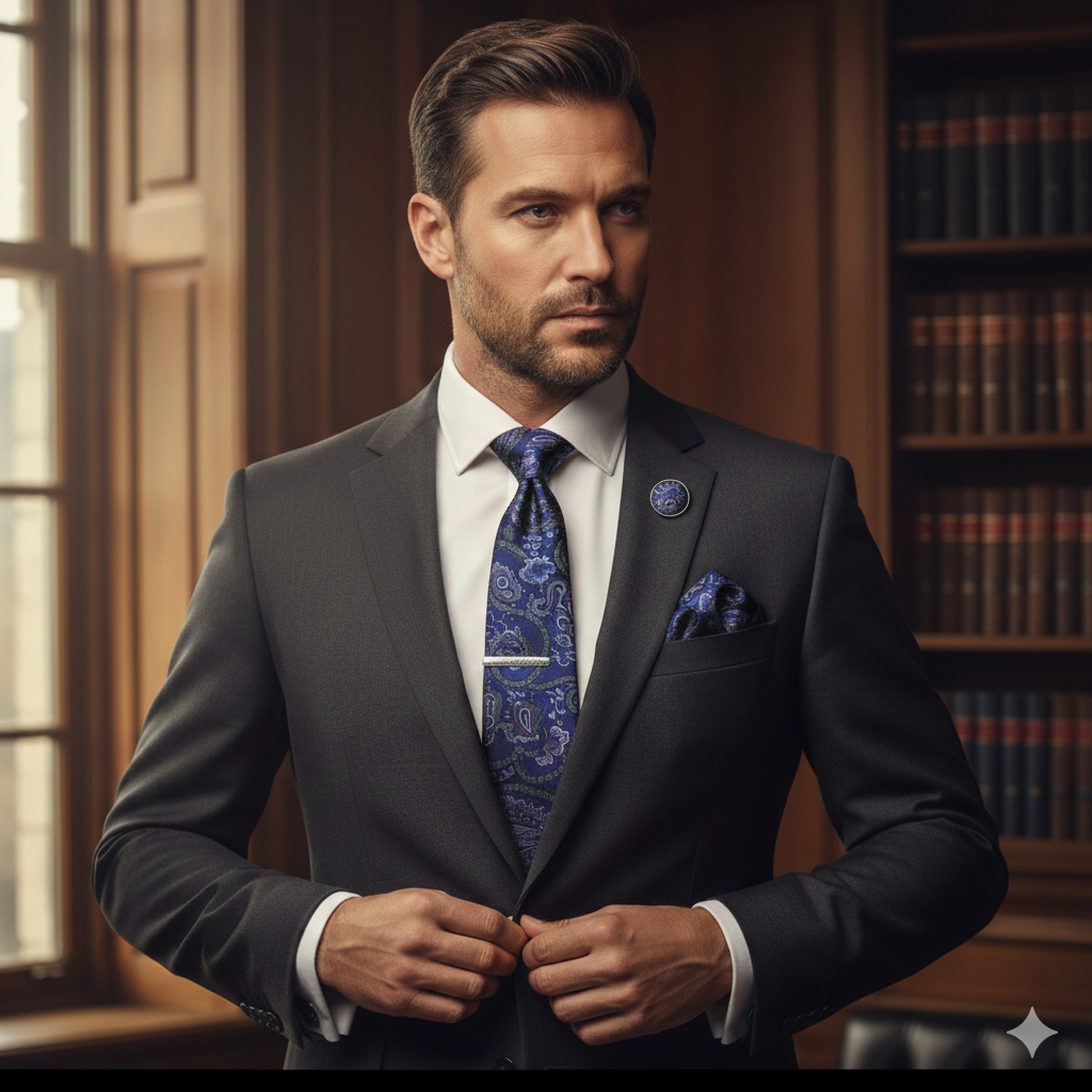 Coffret Cravate Bleu & Violet à Motif