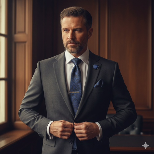 Coffret Cravate Bleu Nuit à Motif