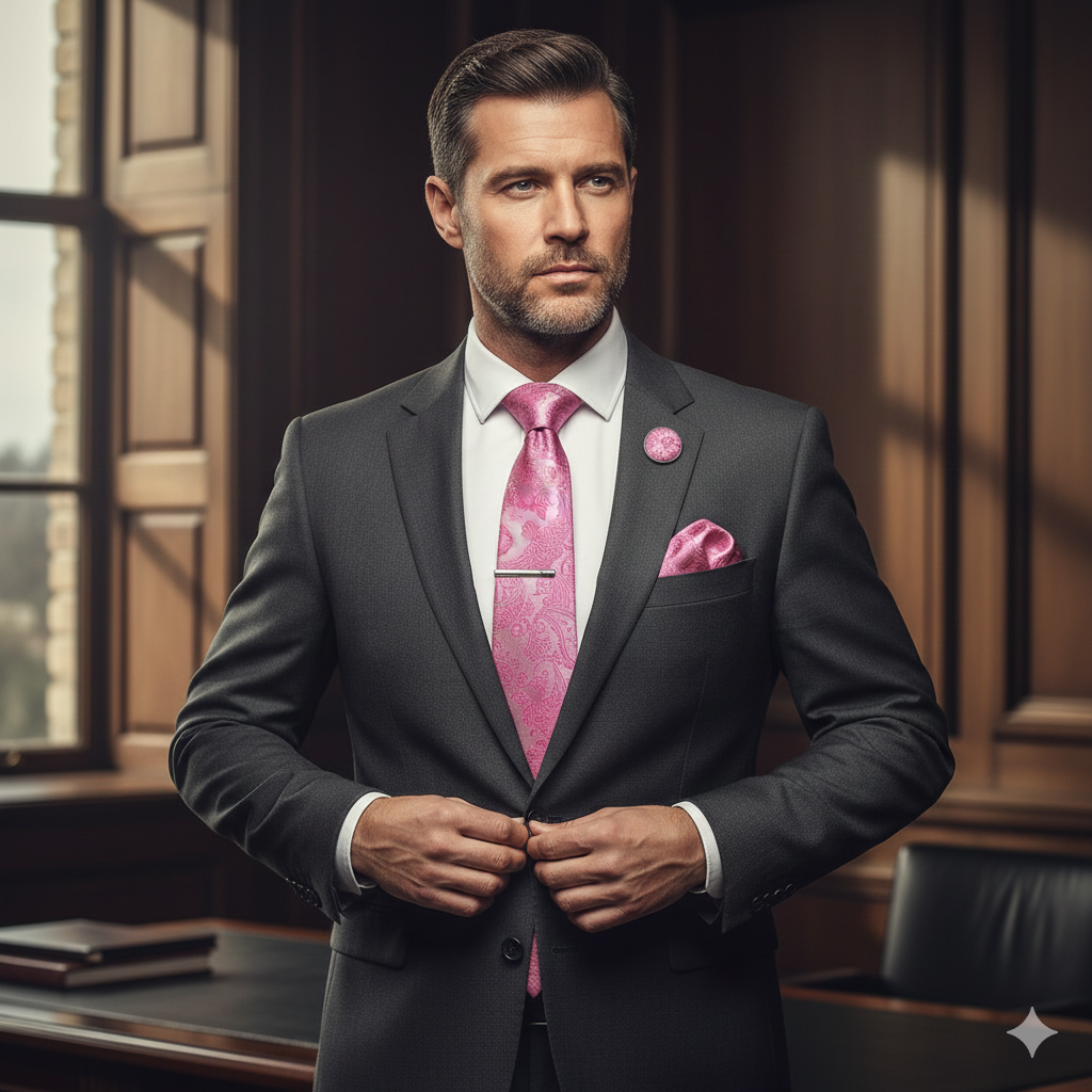 Coffret Cravate Rose à Motif