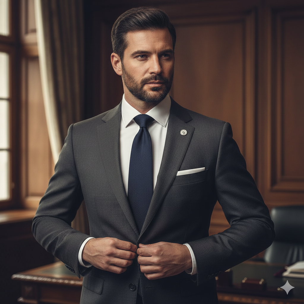 Cravate Laine & Coton Bleu Marine – Texture Jacquard