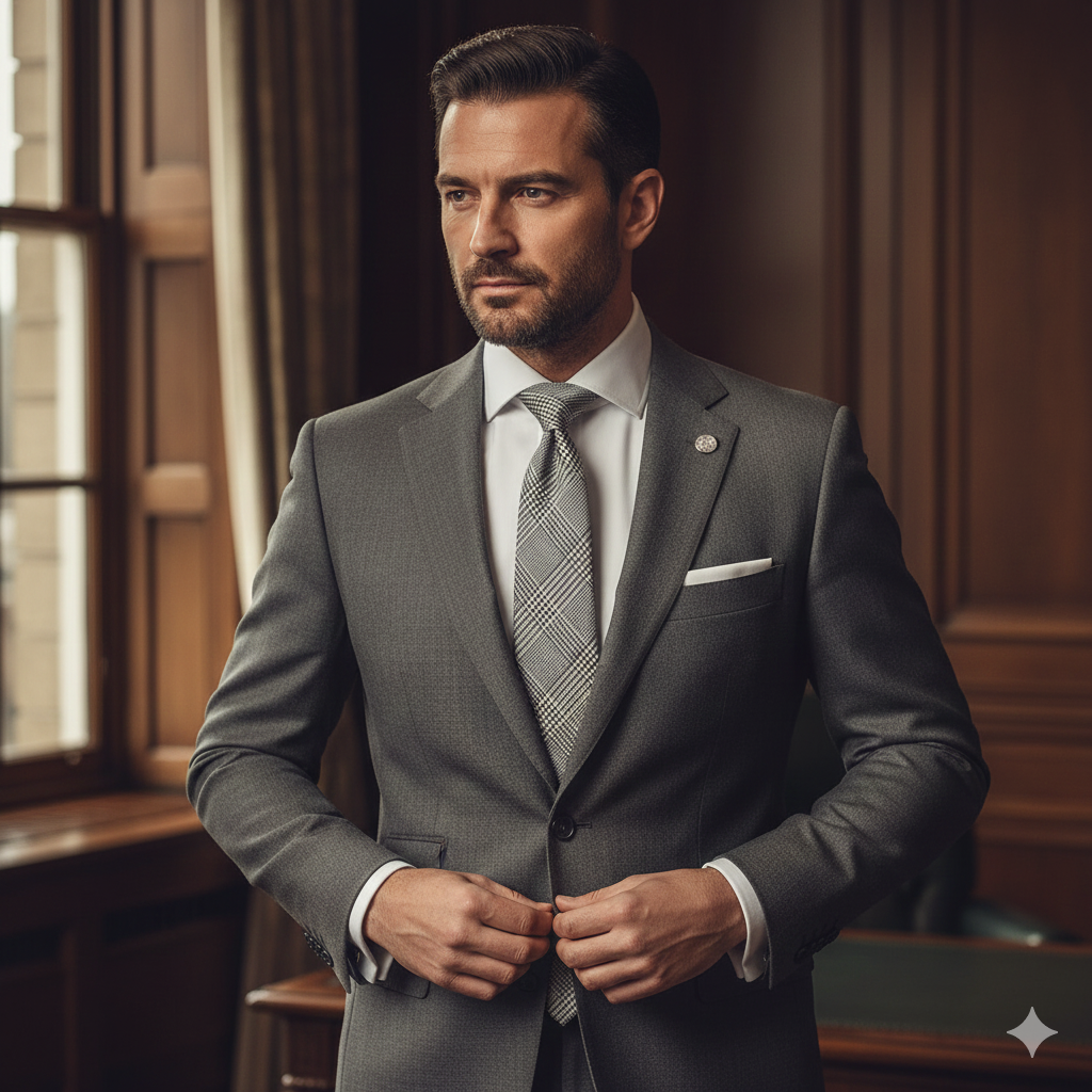 Cravate Prince de Galles Gris - Coton & Lin