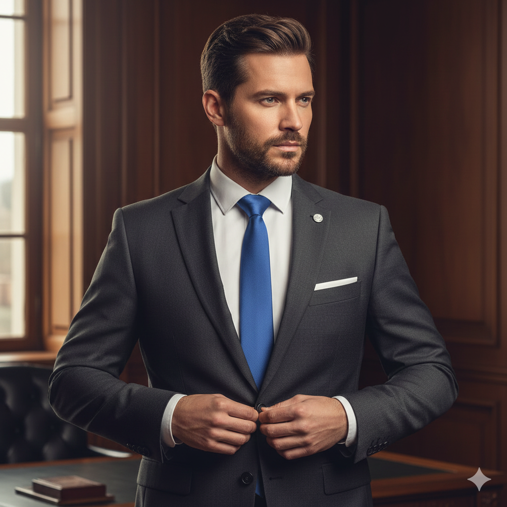 Cravate Zippée Slim Unie Bleu Royal