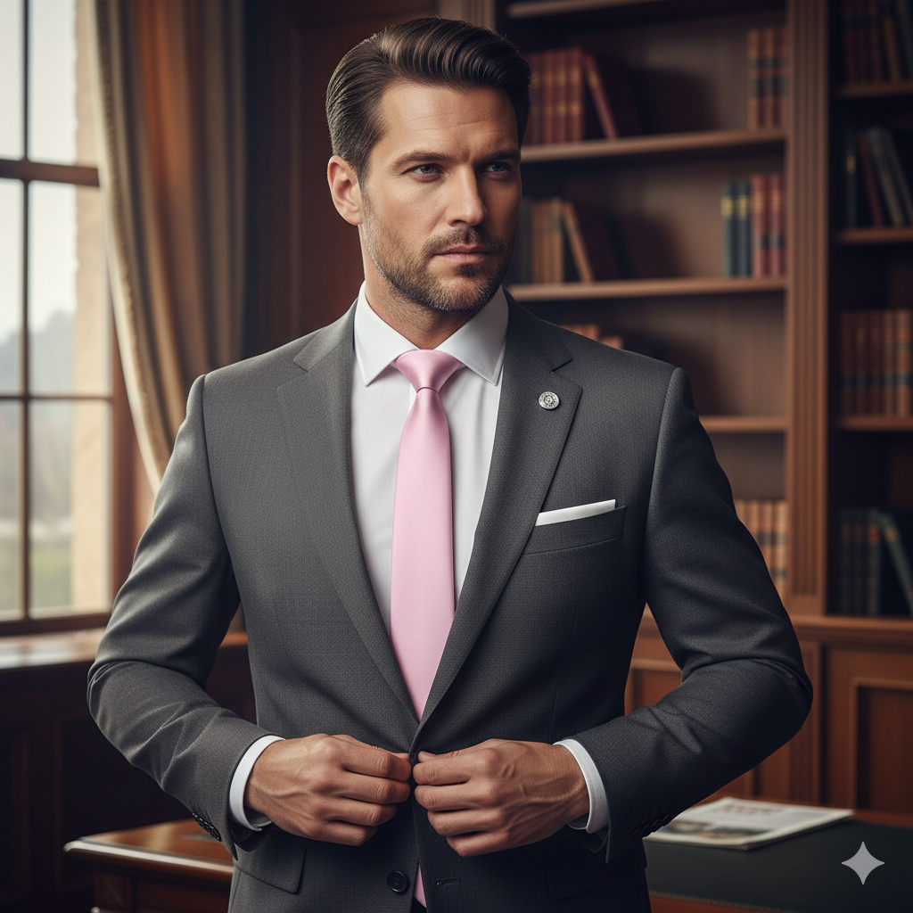 Cravate Zippée Slim Unie Rose