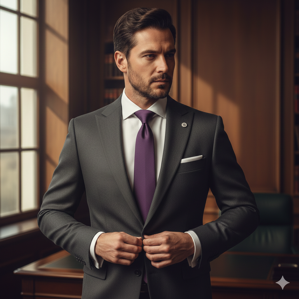 Cravate Zippée Slim Unie Violette