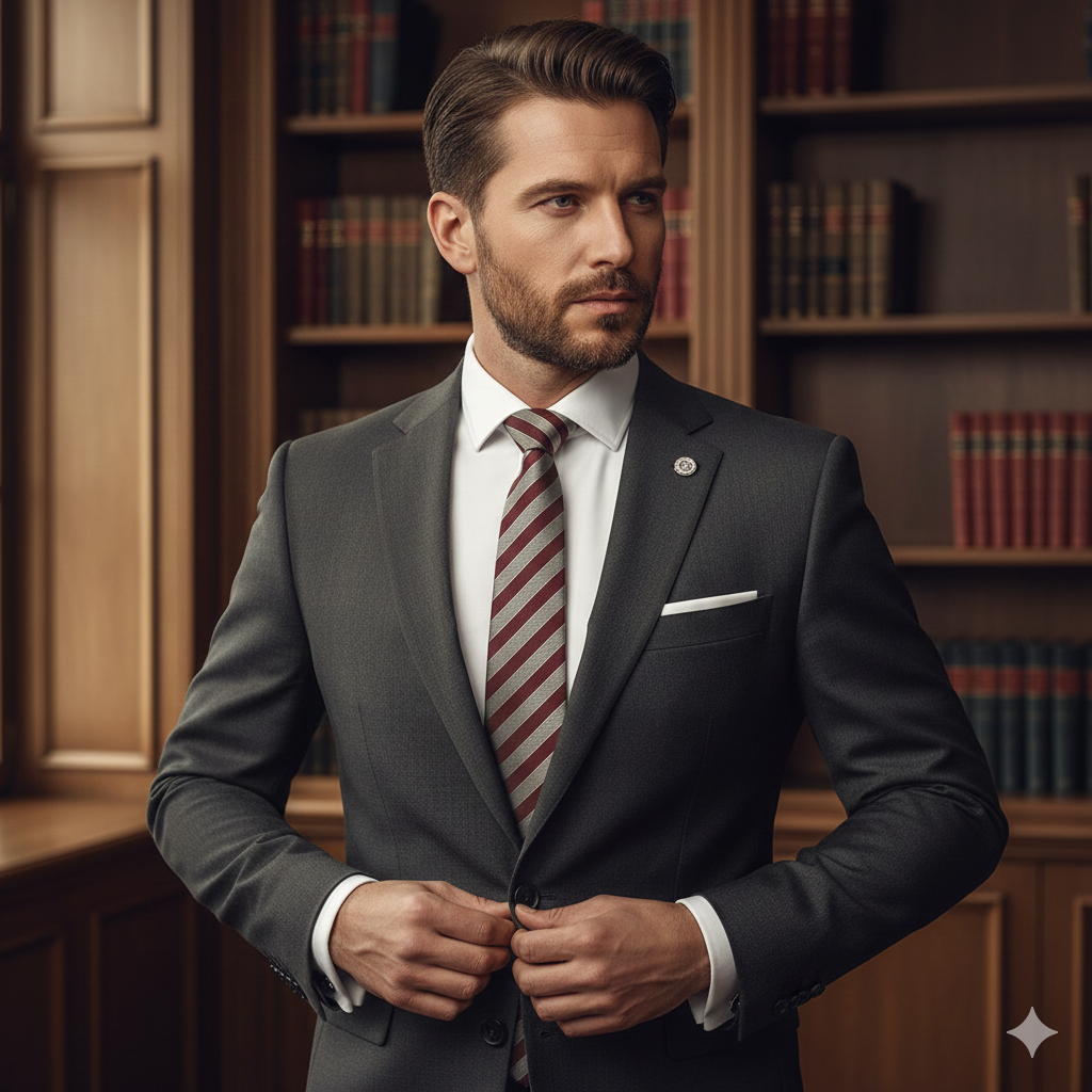 Cravate Slim Bordeaux à Rayures Beige