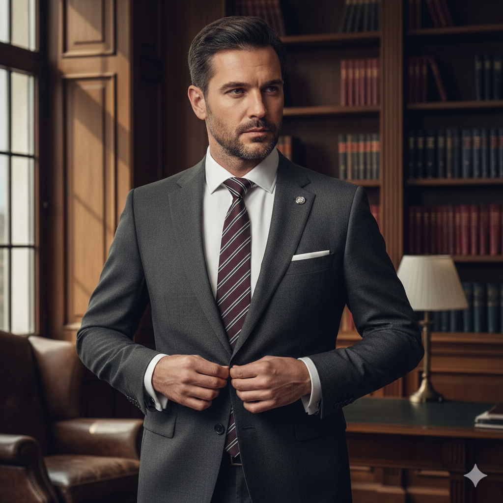 Cravate Slim Rayée Bordeaux & Gris