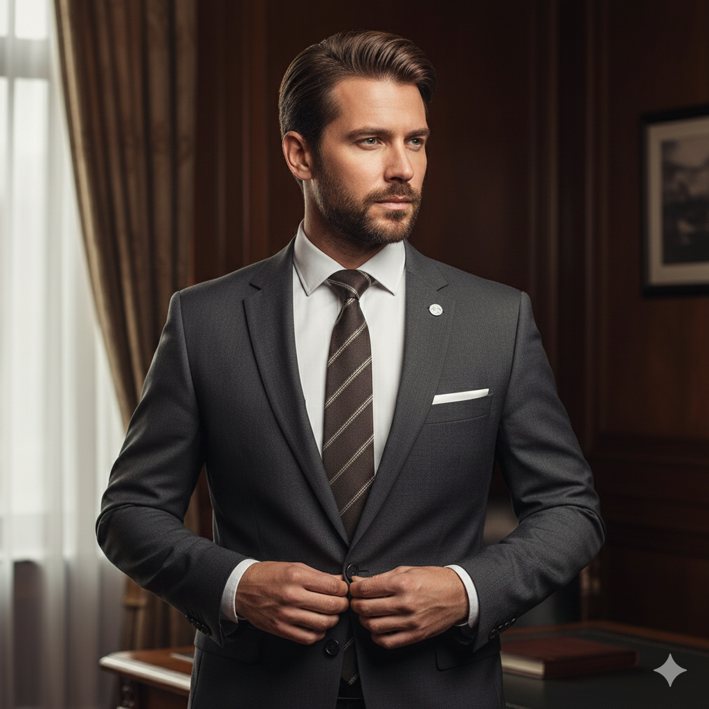 Cravate Slim Marron Rayée Beige