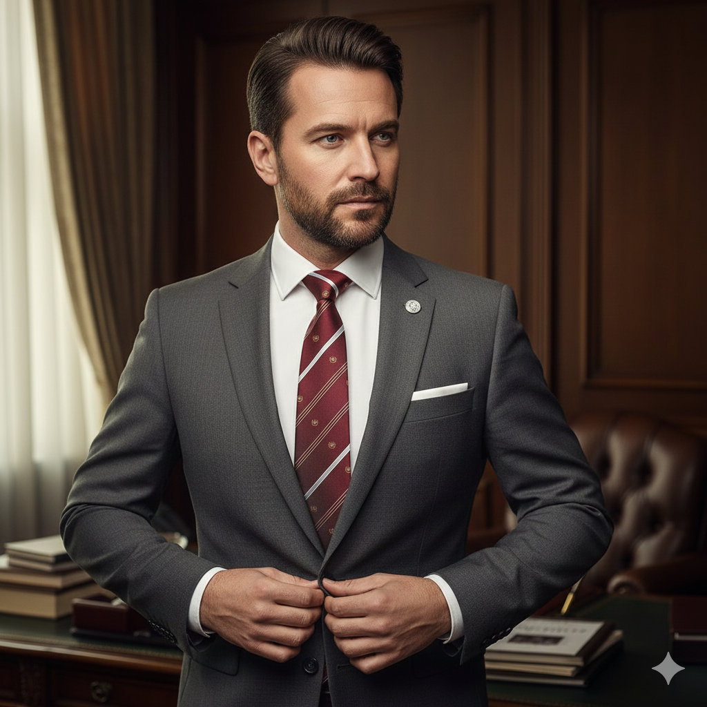 Cravate Slim Bordeaux Rayée à Motifs Couronnes