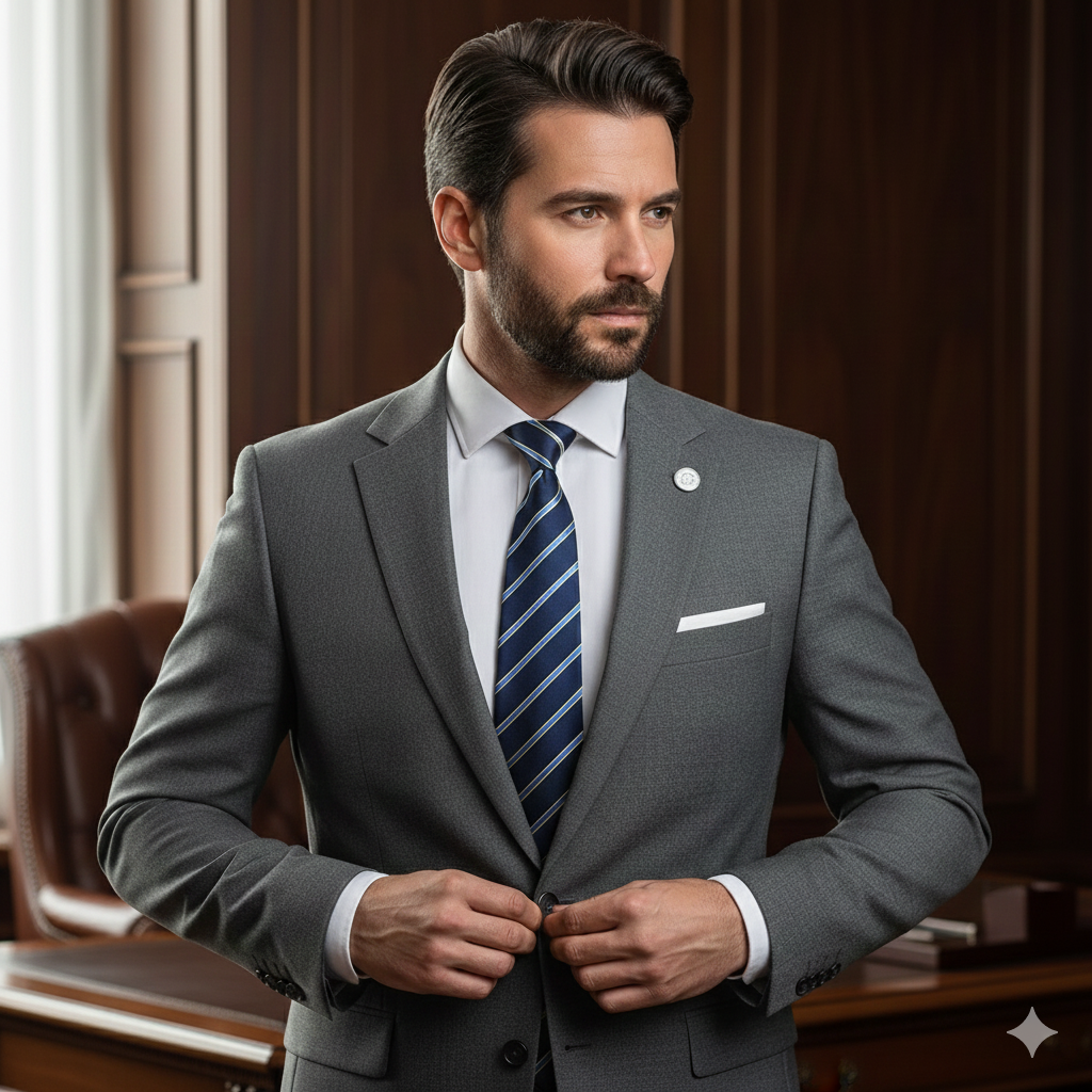 Cravate Rayée Bleu Marine