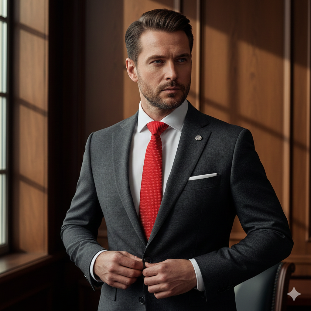 Cravate Rouge à Micro-Motifs