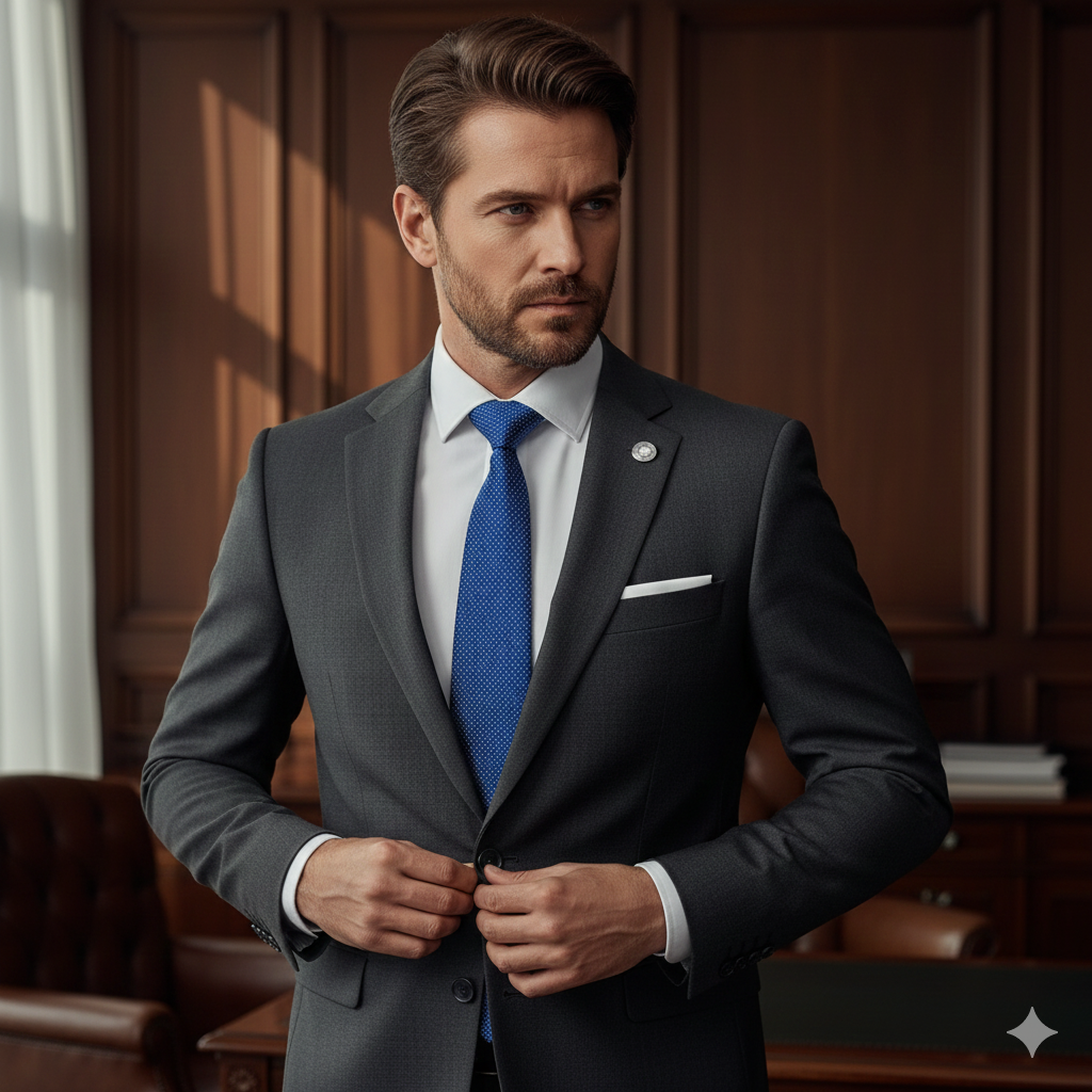 Cravate Slim Bleue à Pois